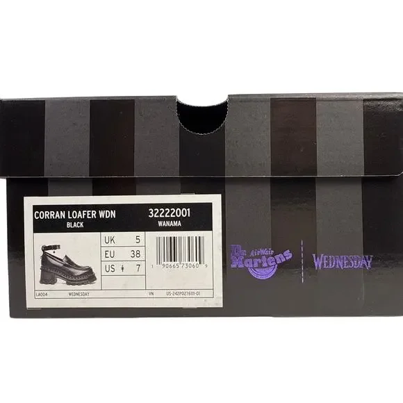 Dr. Martens Wednesday Adams Corran Loafers Womens 7 Black Leather EU38 - Picture 8 of 9